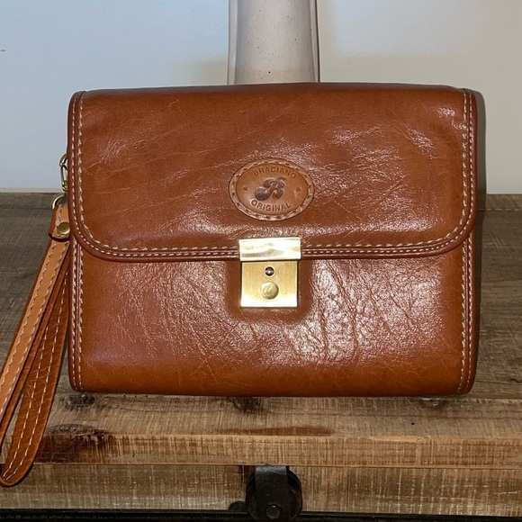 Braciano Handbags - Braciano Original Brown Leather Envelope Clutch